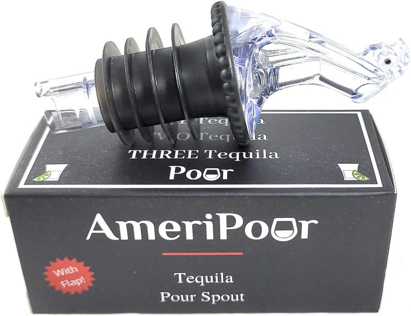 AmeriPour - Speed Pourer - Patron Pour Spout With Gravity Flap - Made 100% In The USA. Free Flow Bar Spouts That Don't Leak - No Cracks, Just A Smooth Cocktail Pour Every Time. (Clear) - Image 1